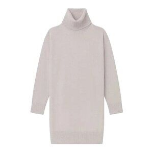 NWT Naadam Cashmere Turtleneck Dress in Pale Gray Sweater Dress XL